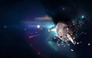 Space astronaut moon stars fireworks - free space wallpaper for desktop