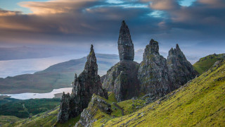 Rocky hill lake cloudy sky - a lake in the distance free wallpaper