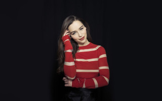 Woman redwhite striped sweater profile - sweater free wallpaper