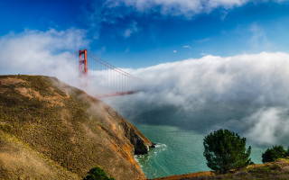 Foggy golden gate view matte - foggy free wallpaper for desktop