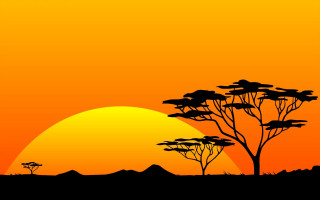 Sunset silhouette mountain trees yellow - andries stock free wallpaper for desktop