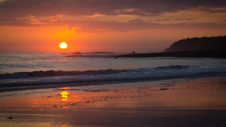 Sunset ocean beach dusk immpressionist - free sunset wallpaper for desktop