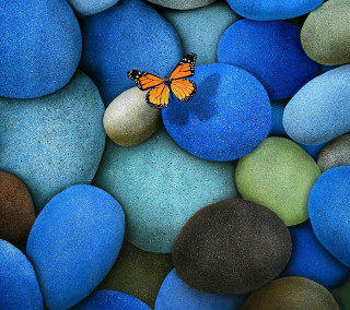 Butterfly rock blue green pebbles 8 - aestheticism free wallpaper for tablet