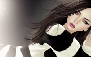 Woman blackwhite dress portrait evaline - a digital painting of a woman free wallpaper