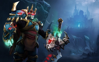 Dark suit man glowing sword - in front free wallpaper