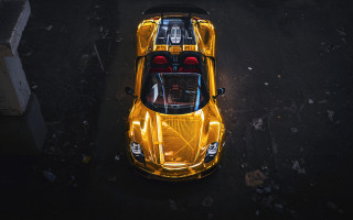 Yellow sports car night sky - its hood free wallpaper for desktop