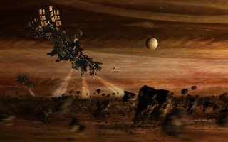 Space station desert planet star - a distant star in the sky free wallpaper