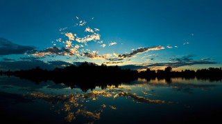 Lake clouds sunset reflection trees - a sky free wallpaper for desktop