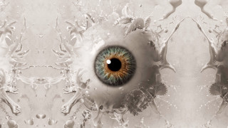 Blue eye water droplets bubbles - a black center free wallpaper for desktop