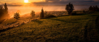 Sunset mountain forest river sky - tree and a sun free wallpaper for desktop