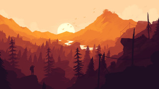 Cliff mountain sunset birds forest - over the mountain free wallpaper