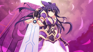 Purple dress sword night sky - official art free wallpaper