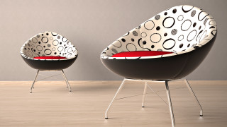 Chairs red cushion room white - bold shape free wallpaper