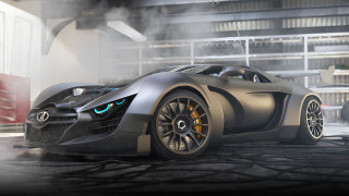 Futuristic car glowing eyes garage - a futuristic car free wallpaper