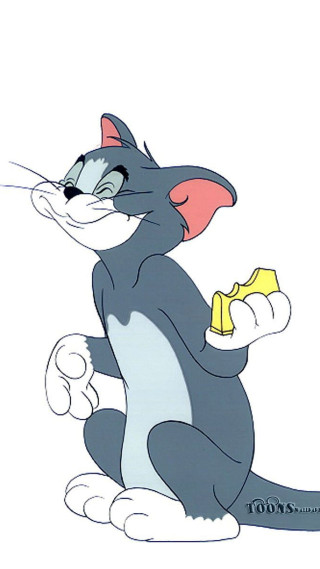 Cartoon cat eating food white - a piece of food free wallpaper for mobile