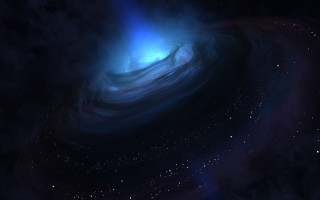 Blue cosmic hologram space aurora - blue light free wallpaper