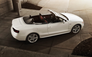 White convertible car dream photorealism - a sidewalk next free wallpaper