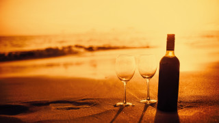Beach sunset wine glasses bottle - florianne becker free wallpaper for desktop
