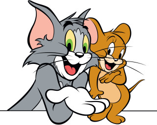 Cartoon cat mouse hugging mouths - one cat free wallpaper