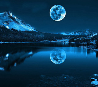 Full moon mountain lake night 4 - a full moon free wallpaper for tablet