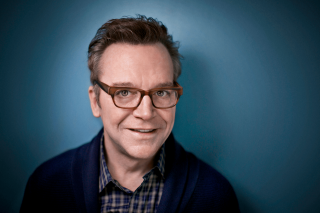 Man glasses sweater pose blue - a blue wall free wallpaper for desktop