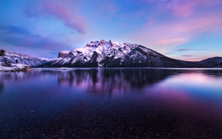 Mountain reflection sunset pink blue - a pink sky above free wallpaper
