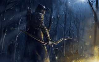 Hooded archer forest night moon - anato finnstark free wallpaper for desktop