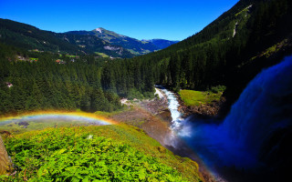Rainbow waterfall river mountains nature - caspar wolf free wallpaper