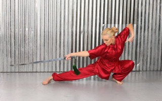 Woman red outfit sword wine - a red outfit free wallpaper