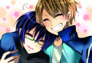 Anime characters hugging eyes closed 2 - their eye free wallpaper