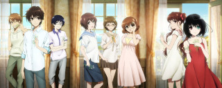 Group people standing window curtains - a window free wallpaper