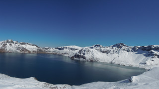 Large lake snowy mountains blue - choi buk free wallpaper