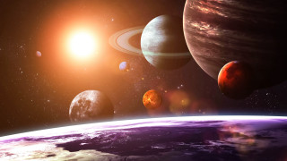 Planets sun earth space art - a group of planets free wallpaper