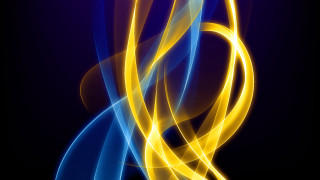 Blue yellow abstract sculpture swirls - vibrant color line free wallpaper