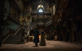 Man woman staircase clock window - vfx free wallpaper for desktop