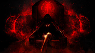 Gothic woman throne red smoke - red smoke free wallpaper