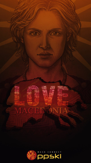 Blonde man red shirt poster - free neon wallpaper for mobile