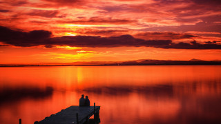 Dusk sunset bridge ocean horizon - sunset time free wallpaper