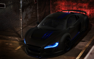 Black sports car blue lights 12 - a chain link fence free wallpaper for desktop