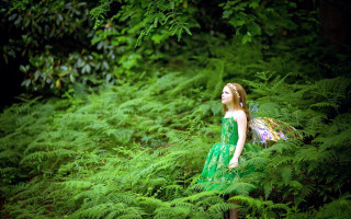 Woman green dress forest fairy - a green dress free wallpaper