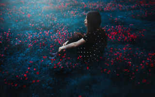 Woman flower field sky light - elsa bleda free wallpaper