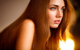 Woman longhair blueeyes photorealistic portrait 2 - a light shining free wallpaper for desktop