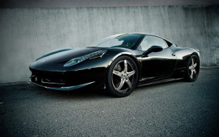 Black sports car parking lot 22 - a concrete wall free wallpaper