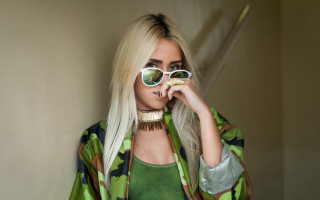 White hair sunglasses green coat - a green shirt free wallpaper for desktop