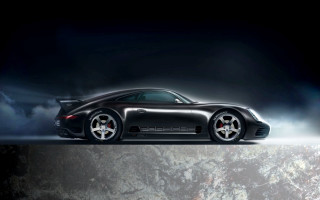 Black sports car clouds smoke - path free wallpaper