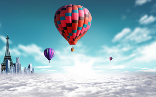 Hot air balloons city clouds - hot air balloon free wallpaper