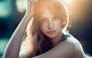 Woman blue dress wind portrait - eszter mattioni free wallpaper for desktop