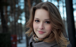 Woman scarf snow portrait bokeh - a picture in the snow free wallpaper