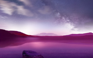 Purple sky lake mountains stars - sky above free wallpaper for desktop
