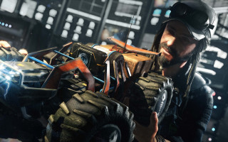 Futuristic man truck vehicles city - a futuristic setting free wallpaper